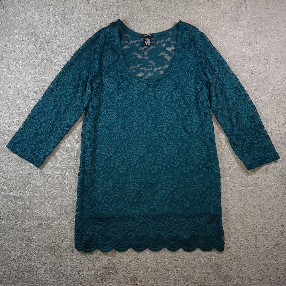 Green Floral Lace Top